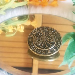 ANTIQUE Spes Nostra Es Devs bronze button